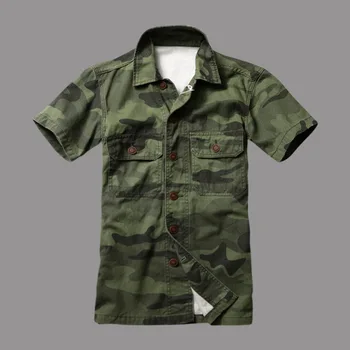 Летняя мужская военная камуфляжная рубашка-карго, куртки с короткими рукавами, уличные рубашки со свободными карманами, мужские рубашки
