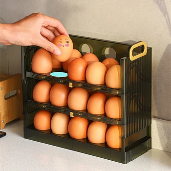 Ящик для хранения яиц в холодильнике может быть обратимым, три слоя по 30 коробок для яиц, Многослойная подставка для яиц, лоток для яиц на домашней кухне